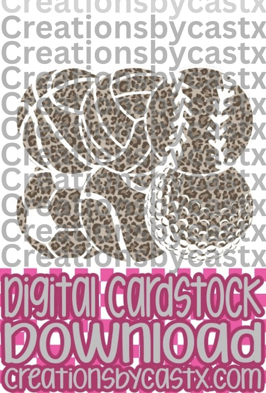 CBC Brown Leopard Sports Balls White Digital Cardstock