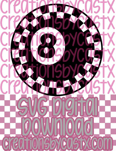 8 Ball Checkered Circle SVG