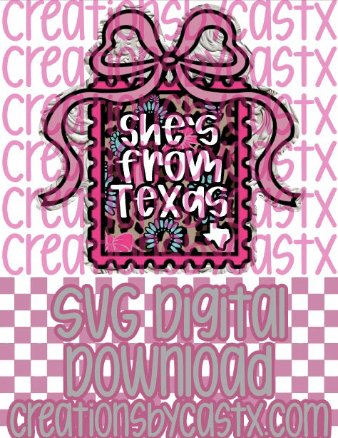 She’s From Texas Stamp Digital Cardstock