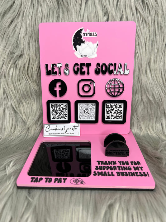 Rectangle Let’s Get Social w/Square Reader Slot and Business Card Slots