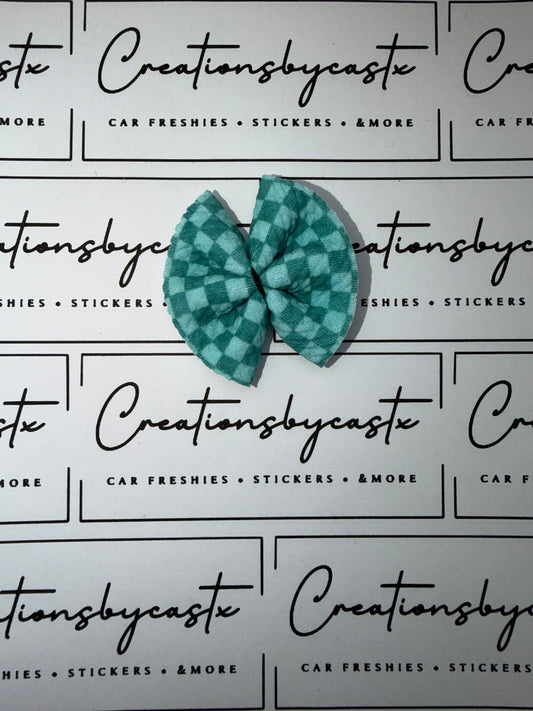 Teal Checkered Freshie Bow