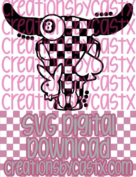 Checkered Bull 8 Ball Bunny Spade SVG
