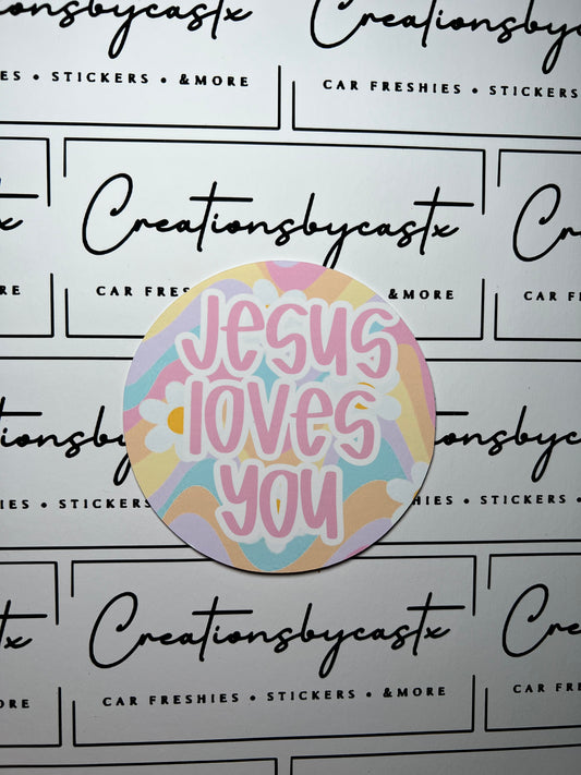 Groovy Jesus Loves You Round Cardstock